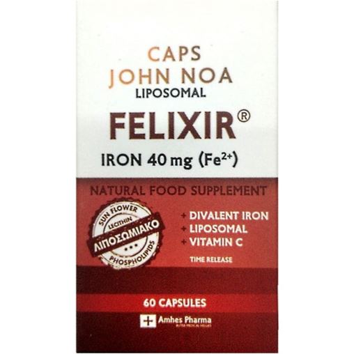 JOHN NOA Liposomal Felixir Iron 40mg Συμπλήρωμα Διατροφής Σιδήρου 60 κάψουλες