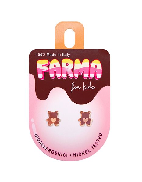  Farma Bijoux Υποαλλεργικά Σκουλαρίκια for Kids Αρκουδάκια Ροζ-Χρυσό 9mm (L556)
