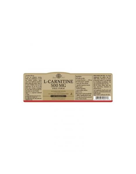 Solgar L-Carnitine Συμπλήρωμα Διατροφής με Καρνιτίνη 500mg 60 ταμπλέτες