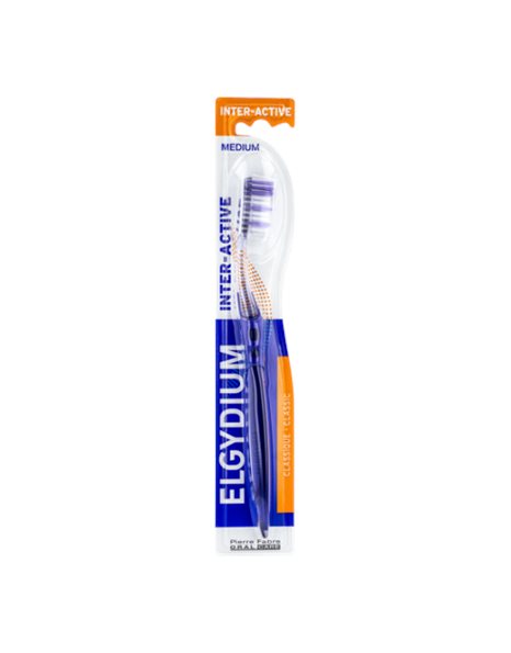 Elgydium Interactive Medium Οδοντόβουρτσα με 2 μήκη θυσάνων Μέτριας Σκληρότητας Διάφανη-Μπλε 1τμx