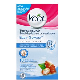 Veet Easy Gel Strips Sensitive Skin 16τμχ VEET Αποτριχωτικά