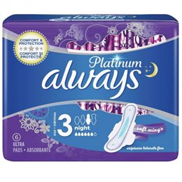 Always Platinum Ultra Night 6τμχ ALWAYS Σερβιέτες - Ταμπόν
