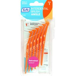 Tepe Interdental Brush Angle Orange 0,45 mm, Μεσοδόντια Βουρτσάκια Μέγεθος 1, 0.45mm Πορτοκαλί 6 Τμχ TEPE Μεσοδόντια Βουρτσάκια