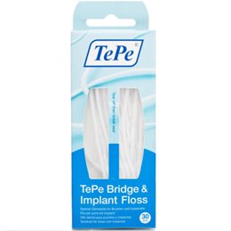 TePe Bridge & Implant Floss Νήμα Καθαρισμού Γεφυρών & Εμφυτευμάτων 30τμχ TEPE Νήματα