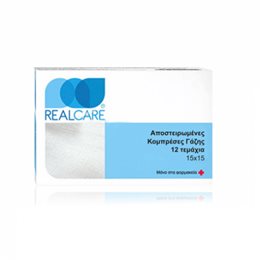 Real Care Αποστειρωμένες κομπρέσες γάζης 15x15cm 12τμχ REAL CARE Γάζες