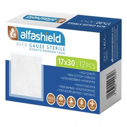 Karabinis Medical Alfashield γαζες αποστειρωμενες 17cm x 30cm 12τμχ ALFA GAUZE Γάζες