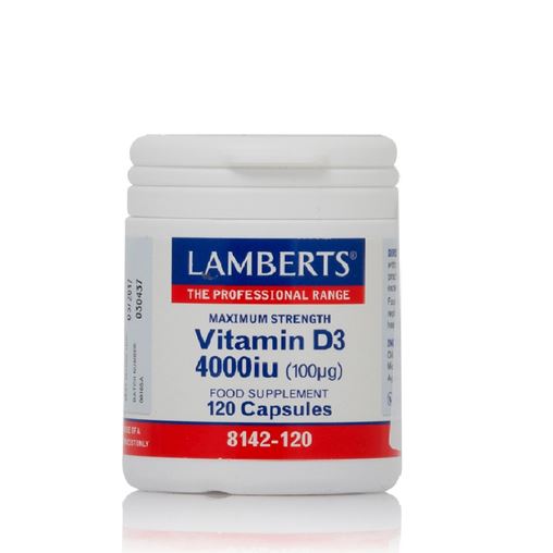 Lamberts Vitamin D3 4000iu, Υγεία Οστών, Δοντιών, Ανοσοποιητικού (100μg) 120caps