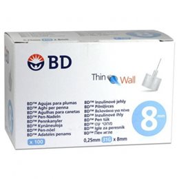 BD Thin Wall Βελονάκια για Πένα 0.25mm 31G x 8mm 100τμχ B-D Σκαρφιστηρες