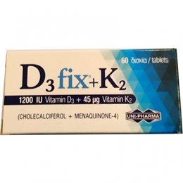 UNIPHARMA D3 FIX 60TABL 1200IU & VIT.K2 45μg UNI-PHARMA Bιταμίνη D