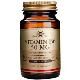 Solgar Vitamin B-6 50mg Προάγει τον Σχηματισμό των Ερυθρών Αιμοσφαιρίων 100 Tablets SOLGAR Bιταμίνη Β