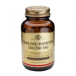Solgar Choline Inositol 250/250mg 50 φυτικές κάψουλες SOLGAR Προστασία 'Ηπατος
