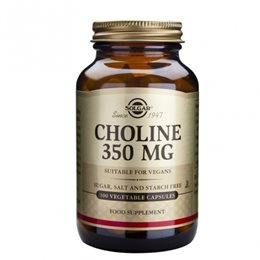 Solgar Choline 350mg Συμπλήρωμα Διατροφής με Χολίνη 100 Φυτικές Κάψουλες SOLGAR Προστασία 'Ηπατος