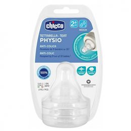 CHICCO ΘΗΛΗ Chicco Physio Anti-Colic Σιλικόνης 2 Οπών 2m+, 2τμχP5 ΜΕΤΡΙΑ ΡΟΗ 2Μ+ (2ΤΜΧ) CHICCO Θηλές