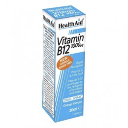 Health Aid Vitamin B12 Vegan 1000μg Oral Spray, Γεύση Πορτοκάλι 20ml HEALTH AID Bιταμίνη Β