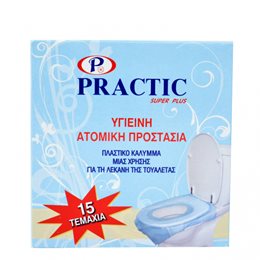 PRACTIC Κάλυμμα τουαλέτας πλαστικό μιας χρήσης, 15τεμάχια  Καθετήρες