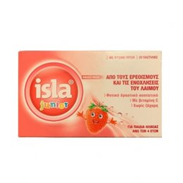 FarmaSyn Isla Junior Παστίλιες με Γεύση Φράουλα για τη Βραχνάδα και τον Ερεθισμένο Λαιμό (για Παιδιά  Παιδικά Συμπληρώματα