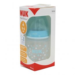Nuk Πλαστικό Μπιμπερό First Choice Plus 0-6m 150ml-Μπλε Αστεράκια  Μπιμπερό