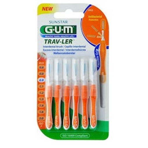GUM Trav-ler Μεσοδόντια Βουρτσάκια 0.9mm σε χρώμα Πορτοκαλί 6τμχ