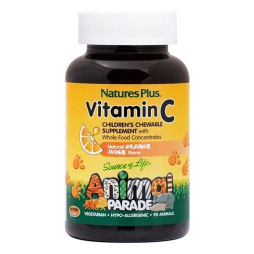 Natures Plus Animal Parade Vitamin C Μασώμενες Ταμπλέτες Βιταμίνης C για Παιδιά 90 ταμπλέτες