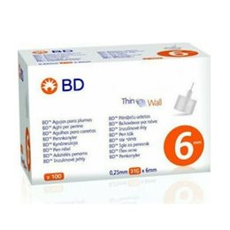 BD Thin Wall Αποστειρωμένες Βελόνες για Πένες Ινσουλίνης 31GX6MM, 100Tμχ B-D Σκαρφιστηρες