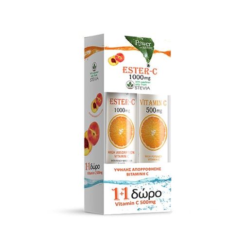 Power Of Nature Ester C 1000mg 20 αναβράζοντα δισκία & Vitamin C 500mg 20 αναβράζοντα δισκία Ροδάκιν