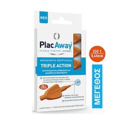 PlacAway Triple Action Μεσοδόντια Βουρτσάκια 0.45mm σε χρώμα Πορτοκαλί 6τμχ PLAC AWAY Μεσοδόντια Βουρτσάκια