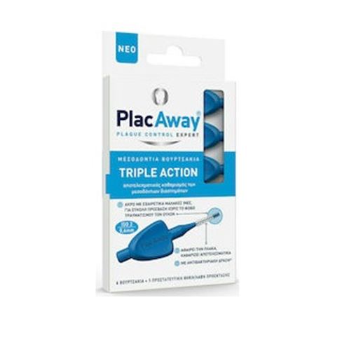 PlacAway Triple Action Μεσοδόντια Βουρτσάκια 0.6mm σε χρώμα Μπλε 6τμχ