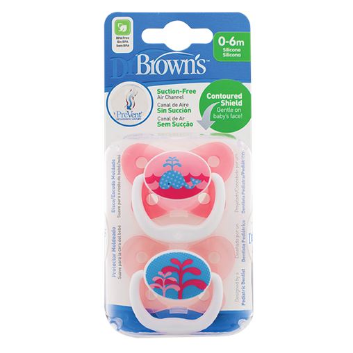 Dr. Brown's PreVent Contoured Ροζ 0-6m 2τμχ
