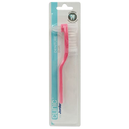 Jordan Clinic Denture Brush Οδοντόβουρτσα για Τεχνητές Οδοντοστοιχίες,Ροζ 1 Τεμάχιο