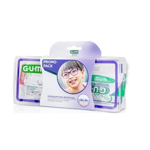 GUM Ortho Care Kit Ορθοδοντική Οδοντόβουρτσα (124), 1τμχ, Προτεμαχισμένο Κερί Ortho (723), 1τμχ, Aft