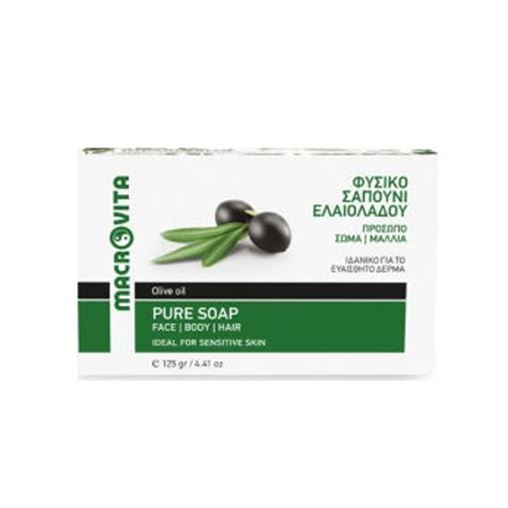 Macrovita Pure Soap Παραδοσιακό Σαπούνι από Λάδι Ελιάς για Πρόσωπο, Σώμα και Μαλλιά 125gr