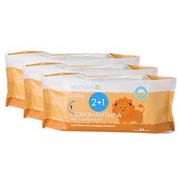 Helenvita Baby Wipes Mωρομάντηλα 2+1 Δώρο, 3x64 Τεμάχια HELENVITA Μωρομάντηλα