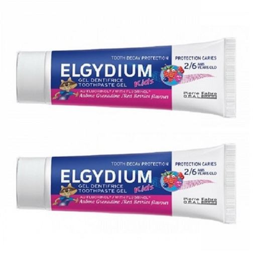 ELGYDIUM Kids Οδοντόπαστα Gel με Γεύση Κόκκινα Φρούτα 1+1 2x50ml