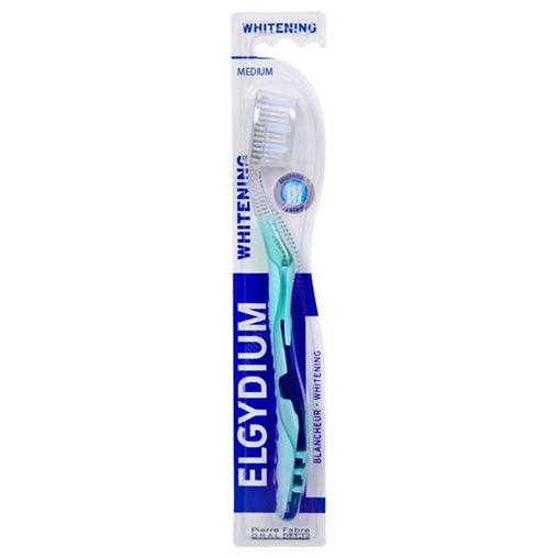 Elgydium Whitening Medium,Γαλάζια, Μέτρια Οδοντόβουρτσα για πιο Λευκά Δόντια