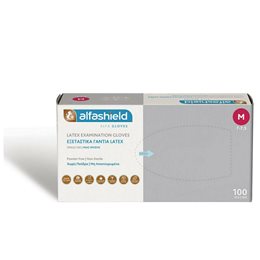 Γάντια Alfashield Λάτεξ Powder Free Λευκό, 100τμχ Μέγεθος Medium ALFA GAUZE Γάντια
