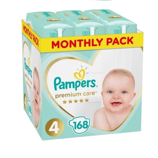 Pampers Premium Care Mega Monthly Pack+ Νο4 (9-14kg) 168τεμ