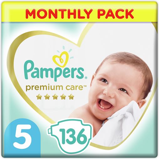 Pampers Premium Care Monthly Pack - Πάνες Μέγεθος 5 11-16 kg, 136 τεμάχια