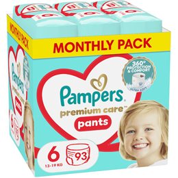 Pampers Πανες Premium Care Pants Monthly Πάνες-Βρακάκι Νo 6 93τμχ (13kg-19kg) PAMPERS Πάνες