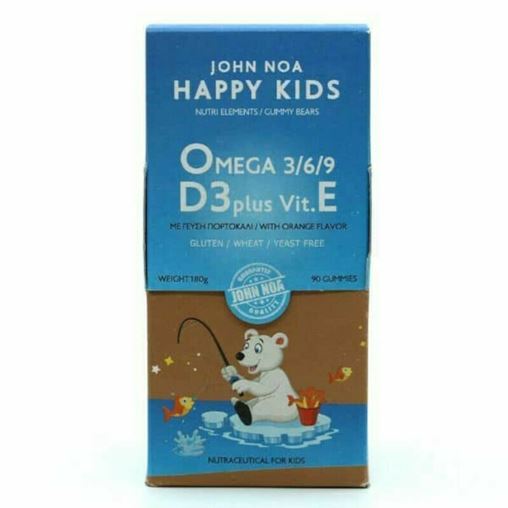 JOHN NOA Happy Kids Omega 3/6/9 D3 Plus Vit. E Παιδικό Συμπλήρωμα Διατροφής 90 ζελεδάκια