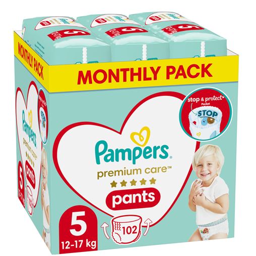Pampers Πάνες Βρακάκι Premium Care Monthly Pack No. 5 για 12-17kg 102τμχ
