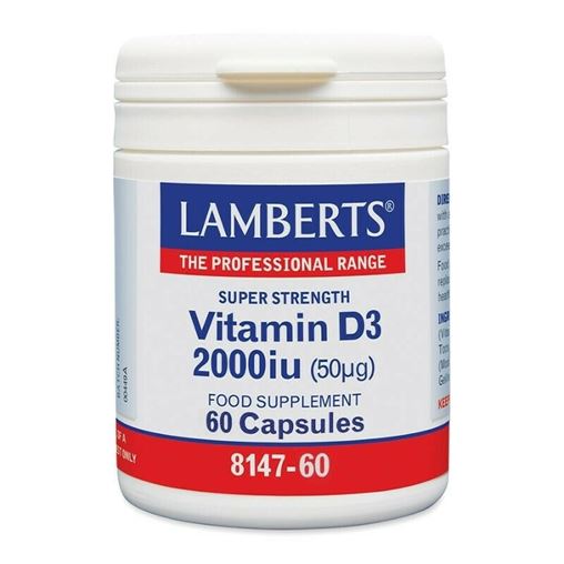 Lamberts Vitamin D3 2000iu (50μg) για την υγεία Οστών Δοντιών Ανοσοποιητικού 60 caps
