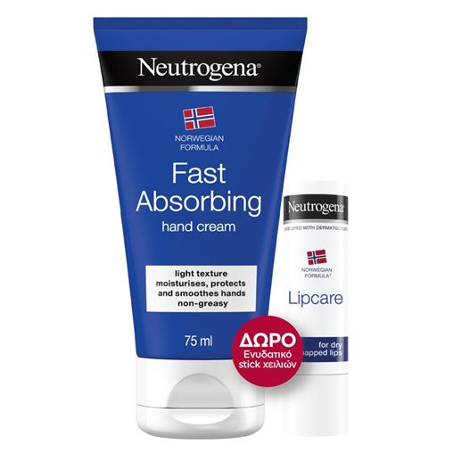 Neutrogena Promo Fast Absorbing Hand Cream 75ml & Δώρο Neutrogena LipCare Stick 4.8gr