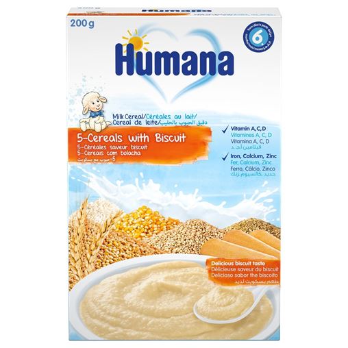 Humana Βρεφικό Γεύμα 5 Δημητριακά με Μπισκότο  6m+ 200gr