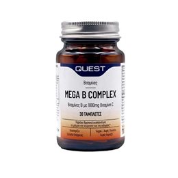 QUEST Mega B Complex Plus 1000mg C, 30Tabs QUEST Bιταμίνη Β