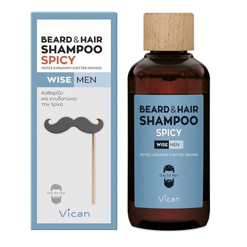 Vican Wise Men Beard & Hair Shampoo Spicy Καθαριστικό Σαμπουάν για Γένια & Μαλλιά 200ml