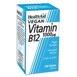Health Aid Vitamin B12 1000μg Βιταμίνη B12 για την Καλή Λειτουργία του Νευρικού Συστήματος 100 veg HEALTH AID Bιταμίνη Β