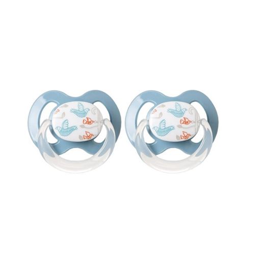 Orthodontic Silicone Soothers - Ορθοδοντική Πιπίλα Με Μαλακή Θηλή Σιλικόνης Με Πουλάκια 6-18m 2τμχ