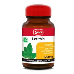 Lanes Lecithin 1200mg, Συμπλήρωμα Διατροφής Λεκιθίνης για τον Μεταβολισμό των Λιπών 30 κάψουλες LANES Bιταμίνη Β