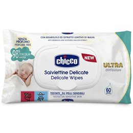 Chicco Delicate Wipes Ultra Soft & Pure with Bisabolol & Soothing Mallow Extract 60 Τεμάχια CHICCO Μωρομάντηλα