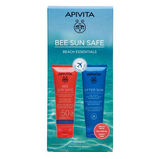 Apivita Beach Essentials Bee Sun Safe Travel Size Αντηλιακό Γαλάκτωμα SPF50 100ml & After Sun 100ml
